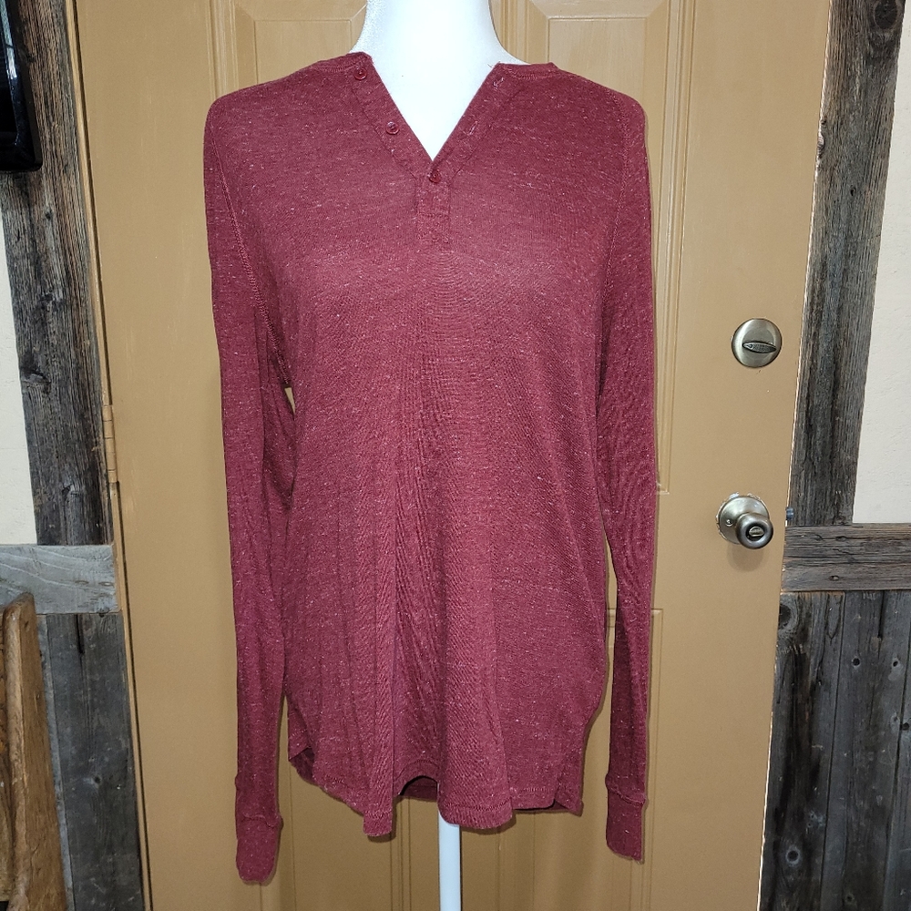Men's 3 Button Henley Five Four Club Heathered Red